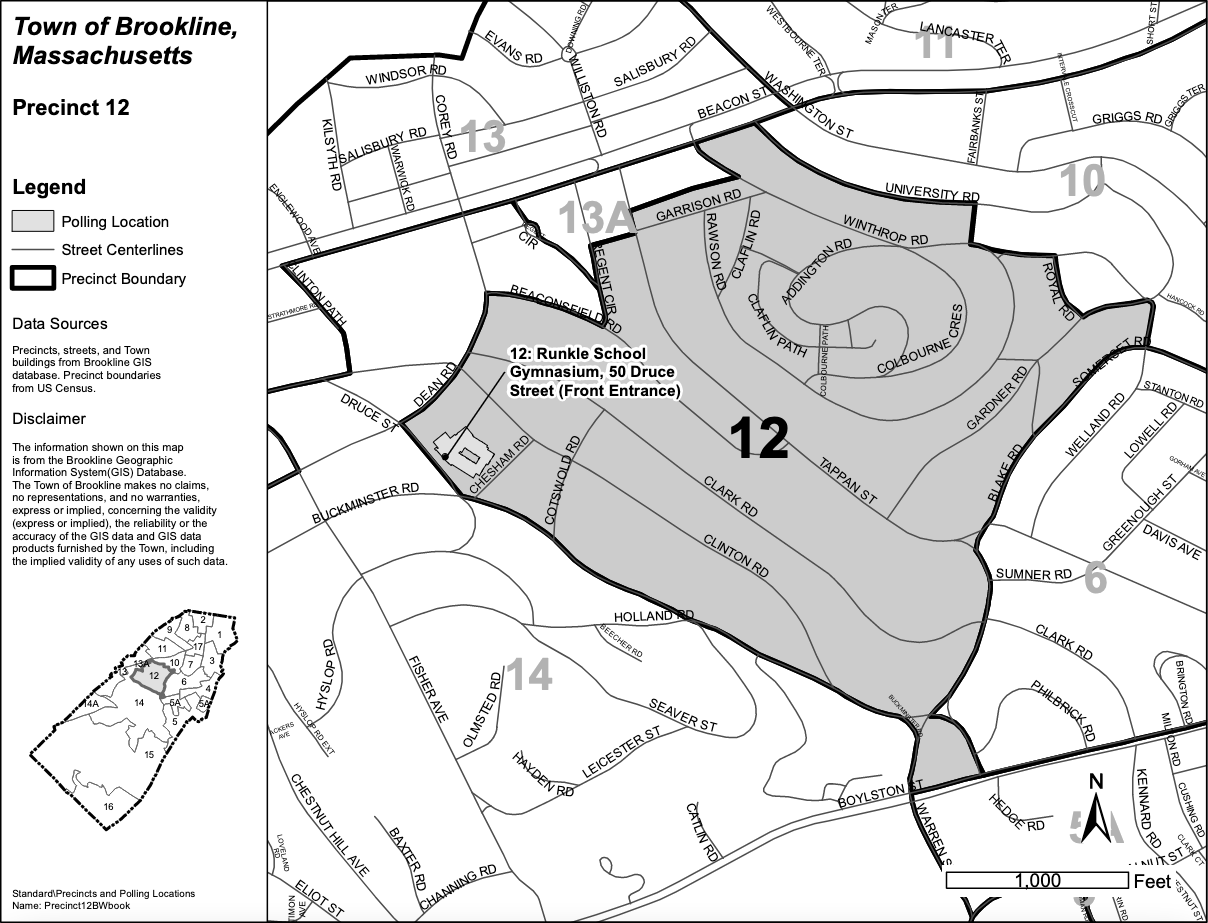 Map of Brookline Precinct 12